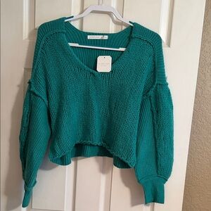 Altar'd State Kelly Green V-Neck Sweater